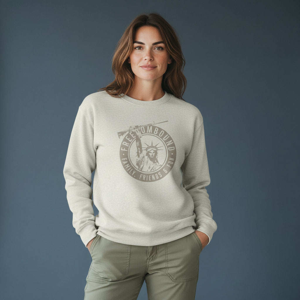 Freedombound Crewneck Sweatshirt — Vintage Statue of Liberty Graphic